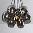 7-lichts zwarte hanglamp met rookglas - Ventura