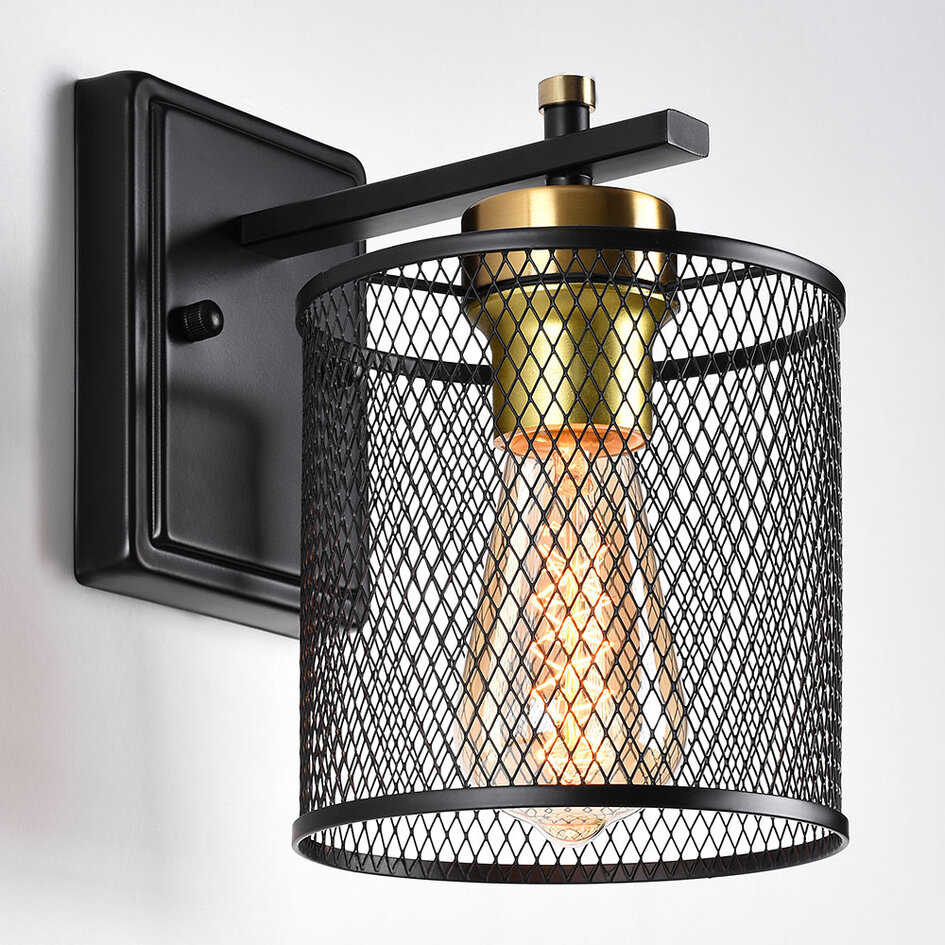 Industriële muurlamp zwart met goud - Sevilla