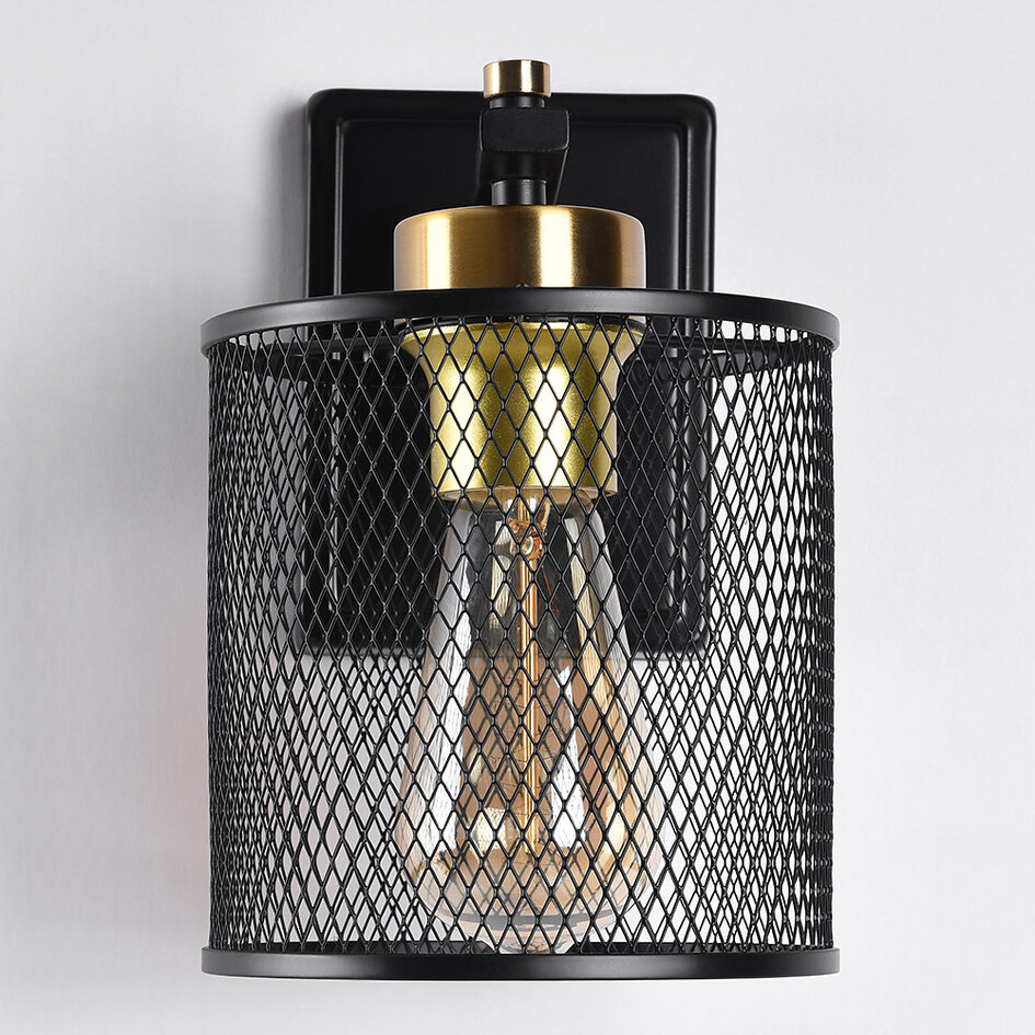 Industriële muurlamp zwart met goud - Sevilla