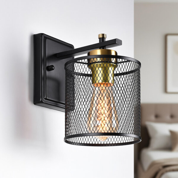 Industriële muurlamp zwart met goud - Sevilla