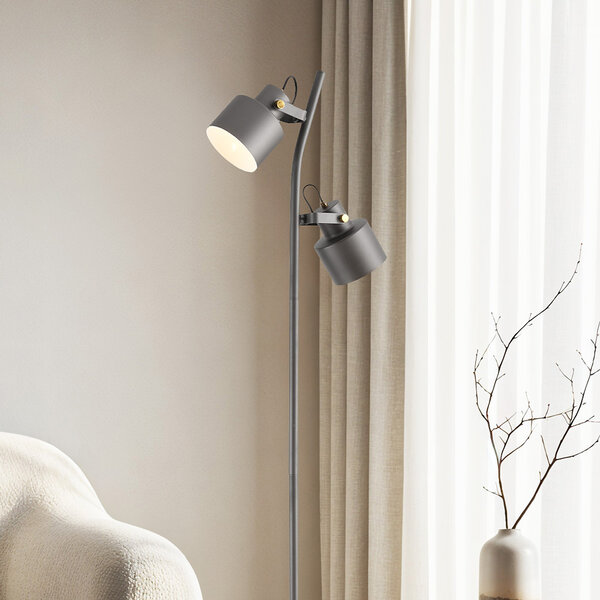 2-lichts staande lamp met kantelbare spots grijs - William