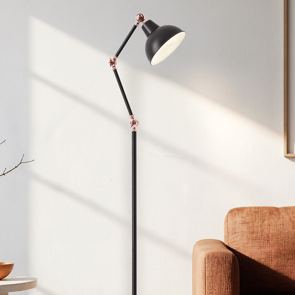 Kantelbare staande lamp Kyle - zwart