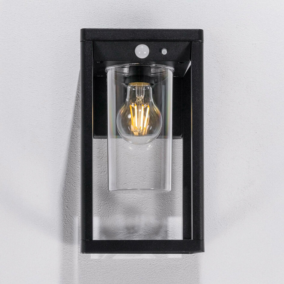 Moderne solar wandlamp buiten zwart met sensor - Lumi