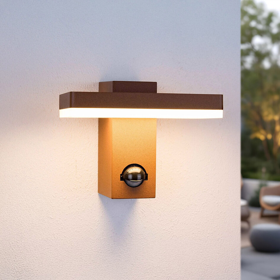 Wandlamp Roberto met sensor - roestbruin