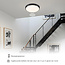 Plafonnière zwart Ø35,2 cm met noodunit, sensor en CCT switch 3000K/4000K/6000K
