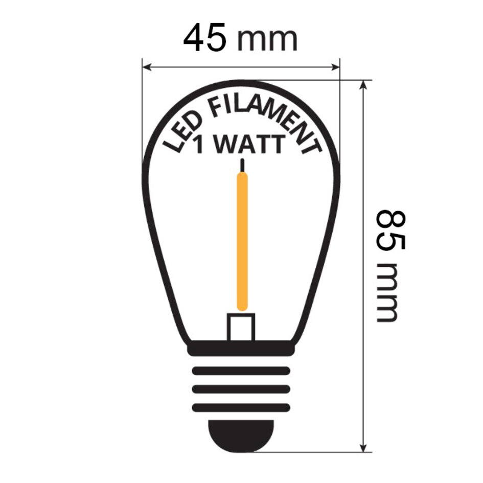 Warm witte dimbare filament lampen - 1 watt
