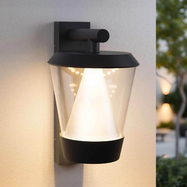 Moderne donkergrijze  wandlamp van 12W incl. sensor voor buiten - Tygo