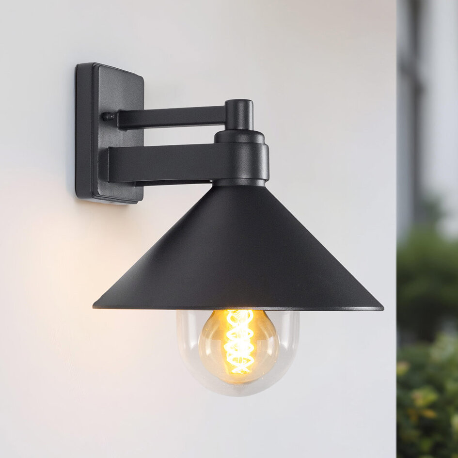 Retro wandlamp zwart