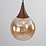 1-fase rail hanglamp Nya met amber glas en donkere houtoptiek - rond