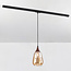 1-fase rail hanglamp Noi met amber glas en donkere houtoptiek - druppel