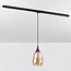 1-fase rail hanglamp Noi met amber glas en donkere houtoptiek - druppel
