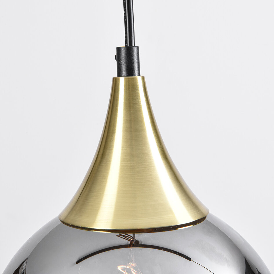 1-fase rail hanglamp Nya goud met smoke glas - rond