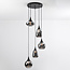 Zwarte hanglamp Loua met rookglas, 5-lichts
