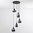 Zwarte hanglamp Loua met rookglas, 5-lichts
