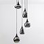 Zwarte hanglamp Loua met rookglas, 5-lichts