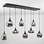 Hanglamp zwart met smoke glas, 8-lichts - Loic