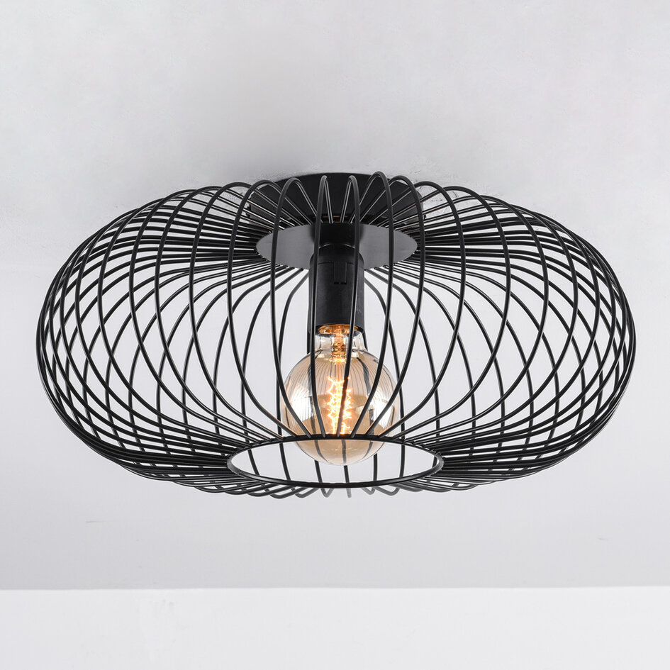 Plafondlamp van zwart metaal, 1-lichts - Metal