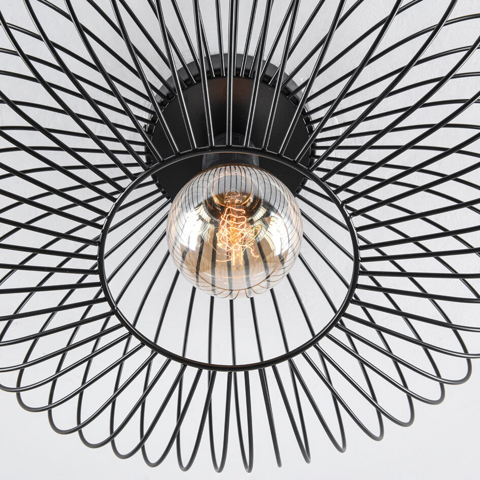Plafondlamp van zwart metaal, 1-lichts - Metal