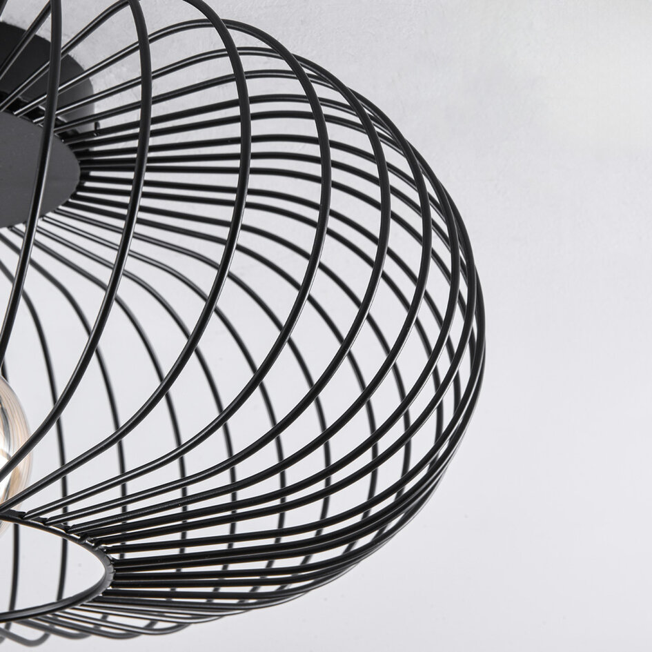 Plafondlamp van zwart metaal, 1-lichts - Metal