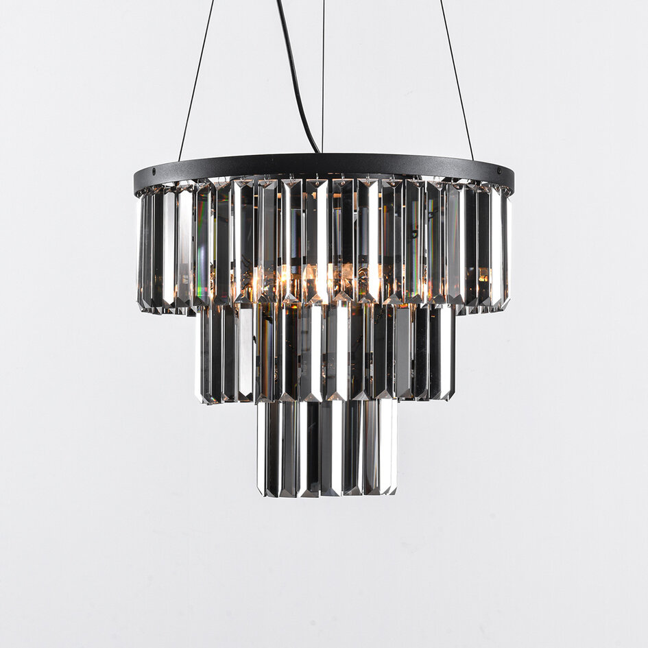 Luxe zwarte hanglamp - Kristal