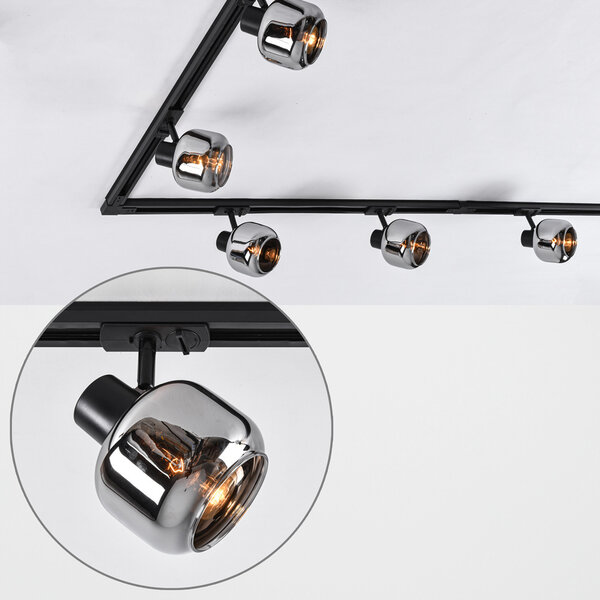 Modern 1-fase railsysteem van 3 meter met Juna smoke spots - plafondlamp