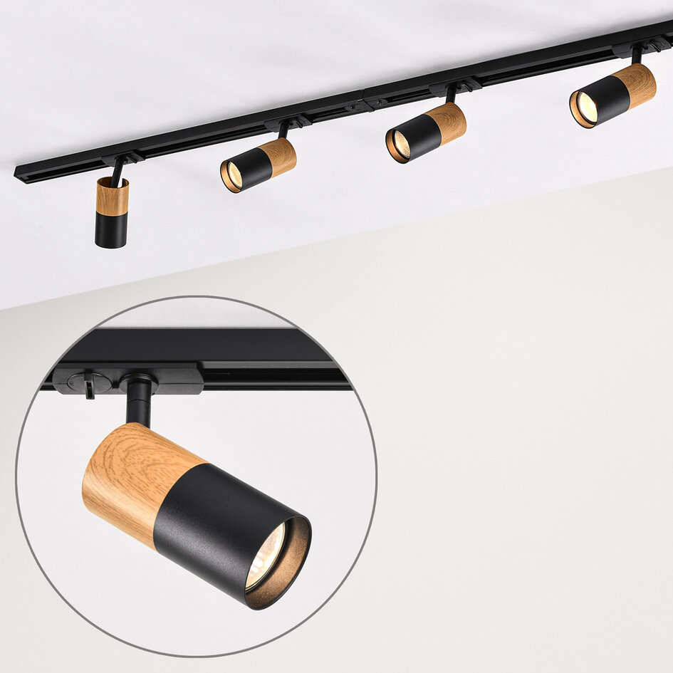 1-fase railsysteem 1,5 meter mahonie houtlook - Linn