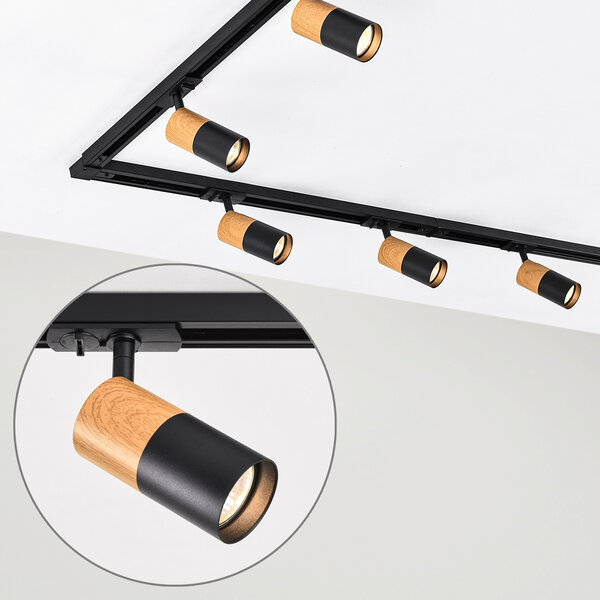 1-fase railsysteem 3 meter mahonie houtlook - Linn