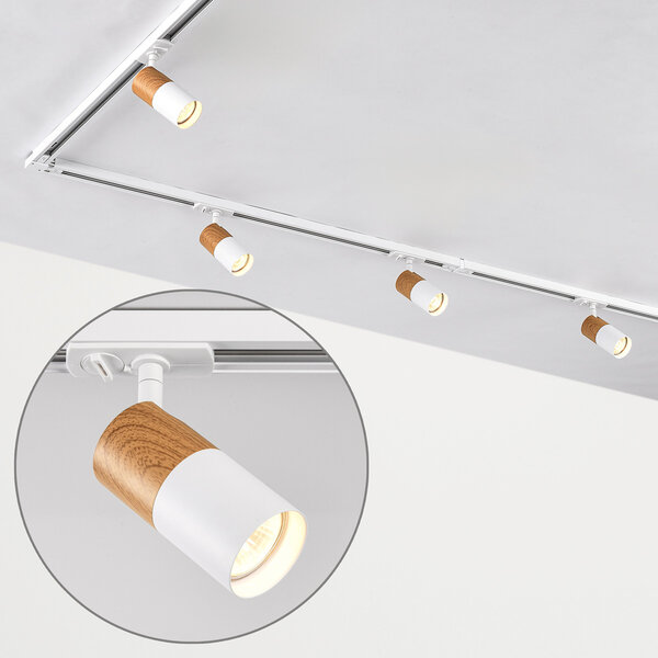 Modern 1-fase railsysteem 3 meter wit mahonie houtoptiek - Linn