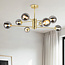 Design zandgouden plafondlamp met smoke glas - 8-lichts Idaho
