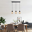 Zwarte hanglamp Palaio met amber glas, 3-lichts