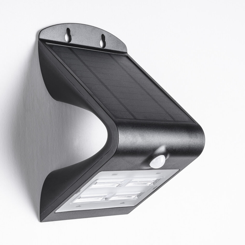 Solar buitenwandlamp Single Conan 3,2W met sensor - zwart