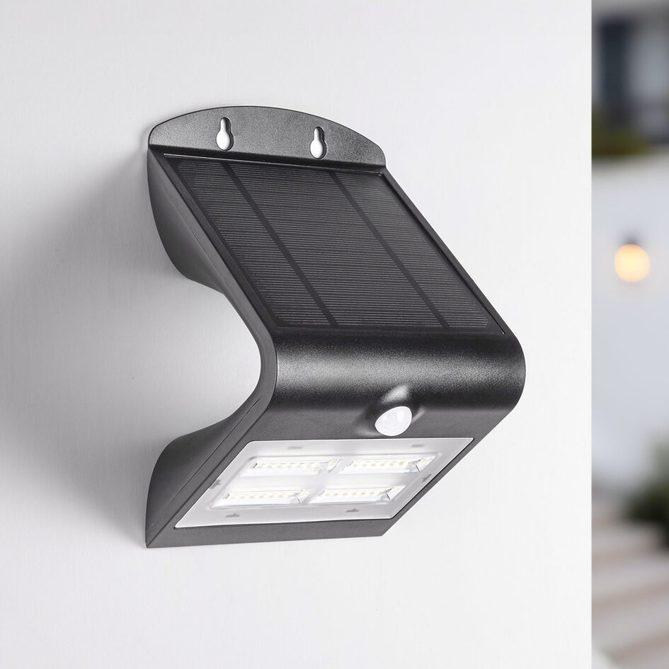 Solar buitenwandlamp Single Conan 3,2W met sensor - zwart