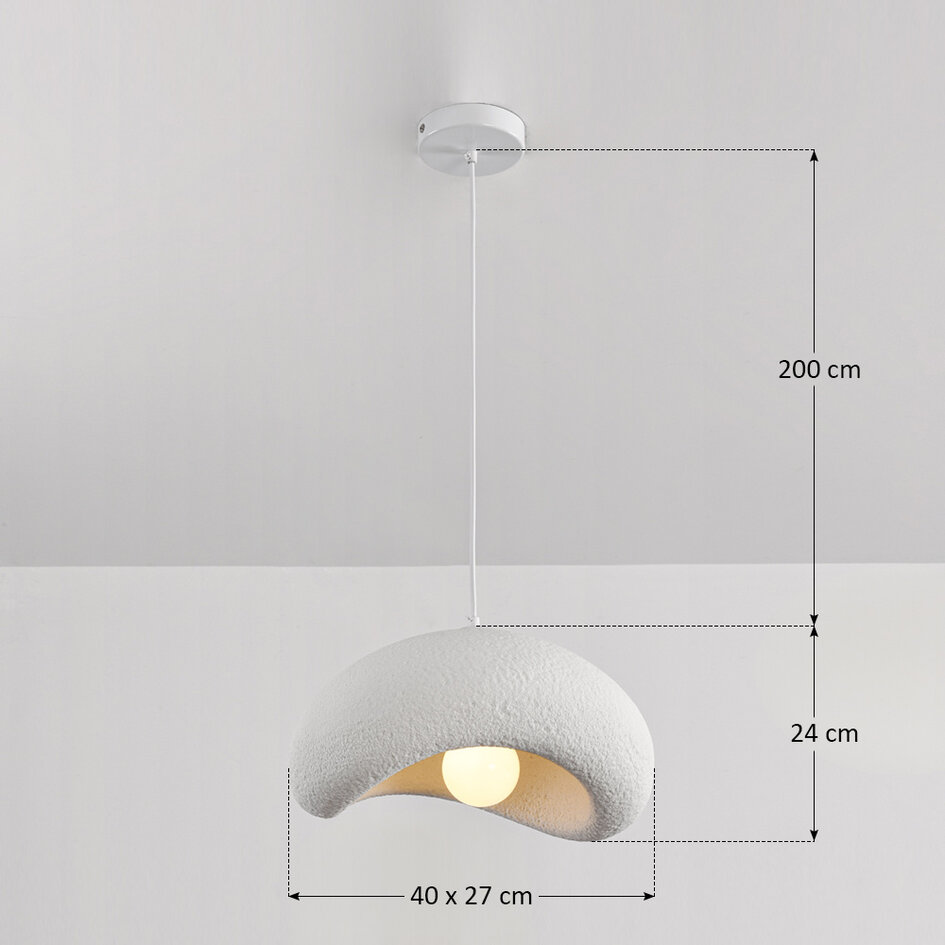 Wabi Sabi hanglamp Zenji  40 x 27 cm met steeneffect - wit