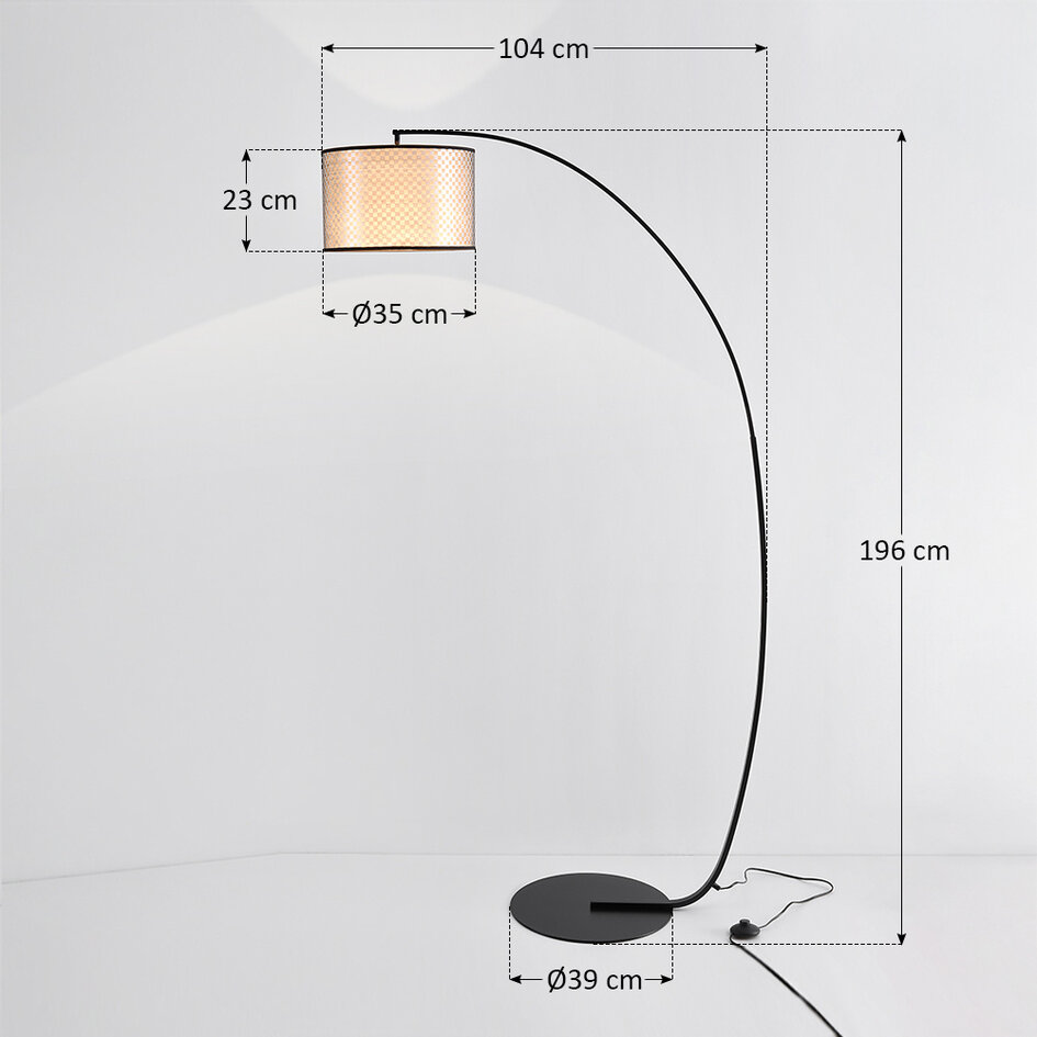 Gebogen staande lamp Jessica