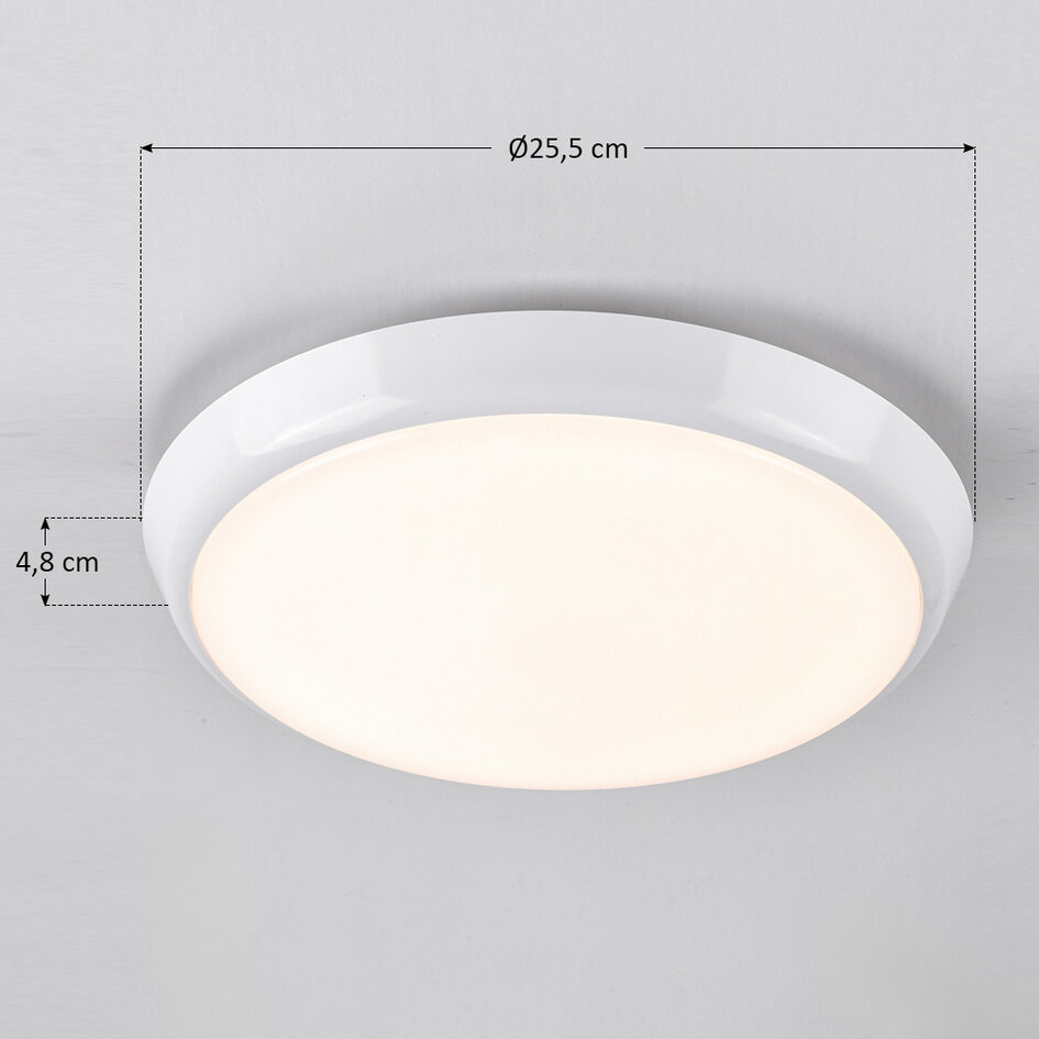 Plafonnière wit Ø25,5 cm met noodunit, sensor en CCT switch 3000/4000/6000K