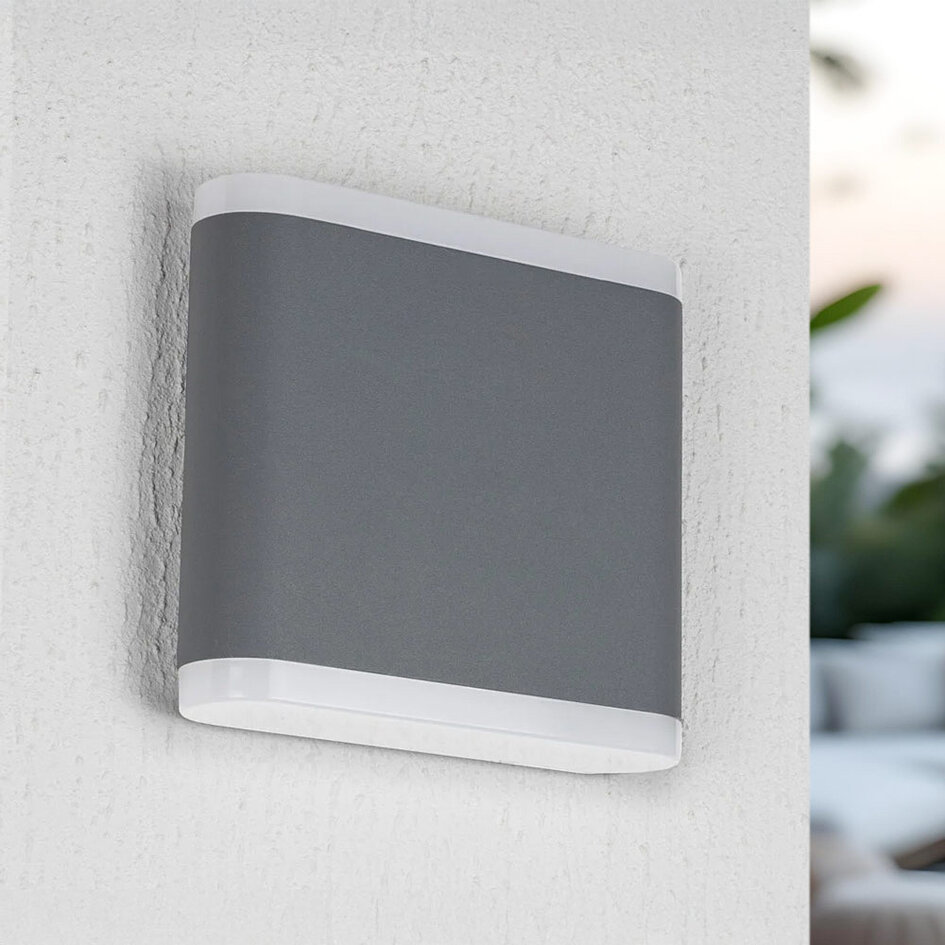 Platte buiten wandlamp 6W Arianna - grijs