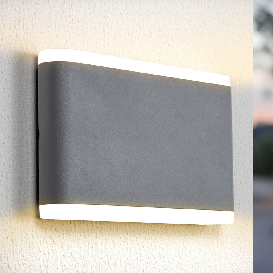 Platte buiten wandlamp 12W Demi - grijs