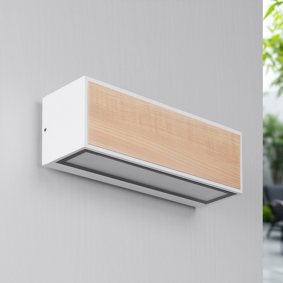 Solar buiten wandlamp met licht hout - Garcia