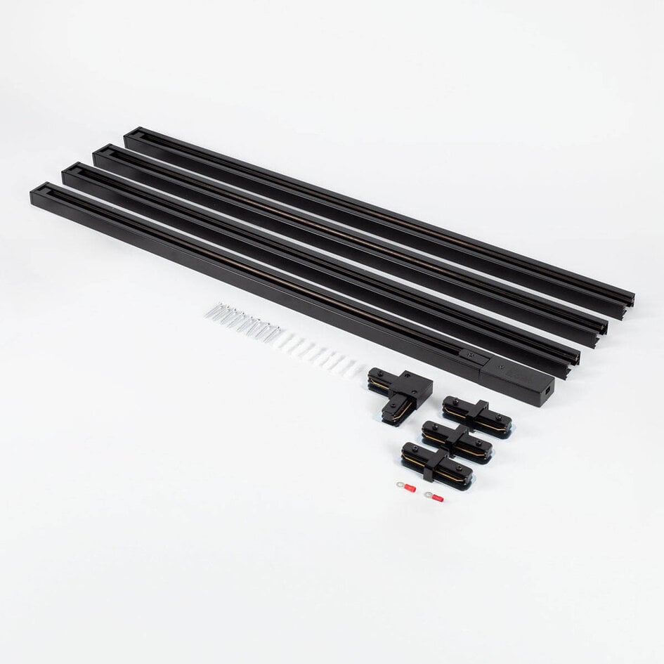 Design 1-fase railsysteem van 3 meter met Fem spots - zwart