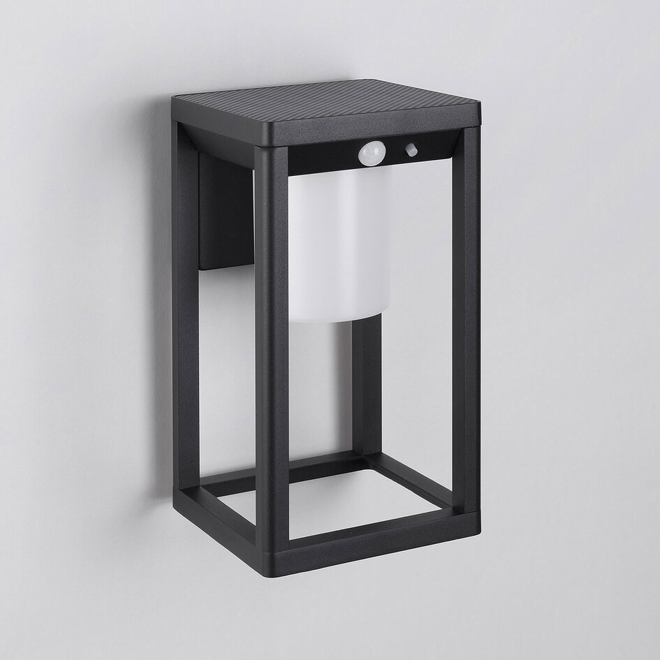 Solar buitenwandlamp met sensor zwart - Lucian