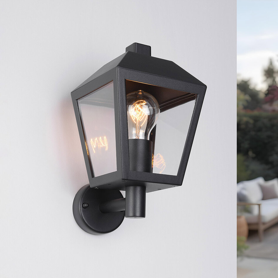 Landelijke buitenwandlamp Dax - zwart