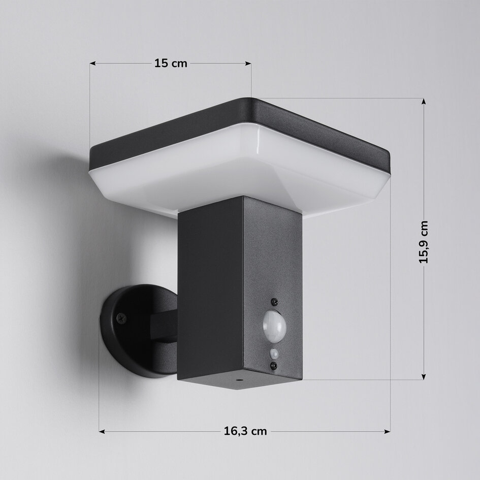Moderne solar buitenwandlamp zwart met sensor - Aila