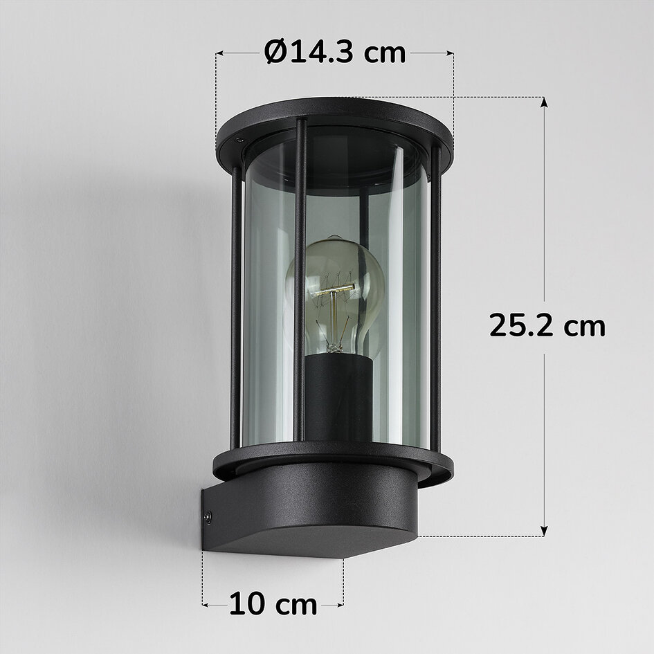 Buiten wandlamp met smoke glas, Peije - zwart