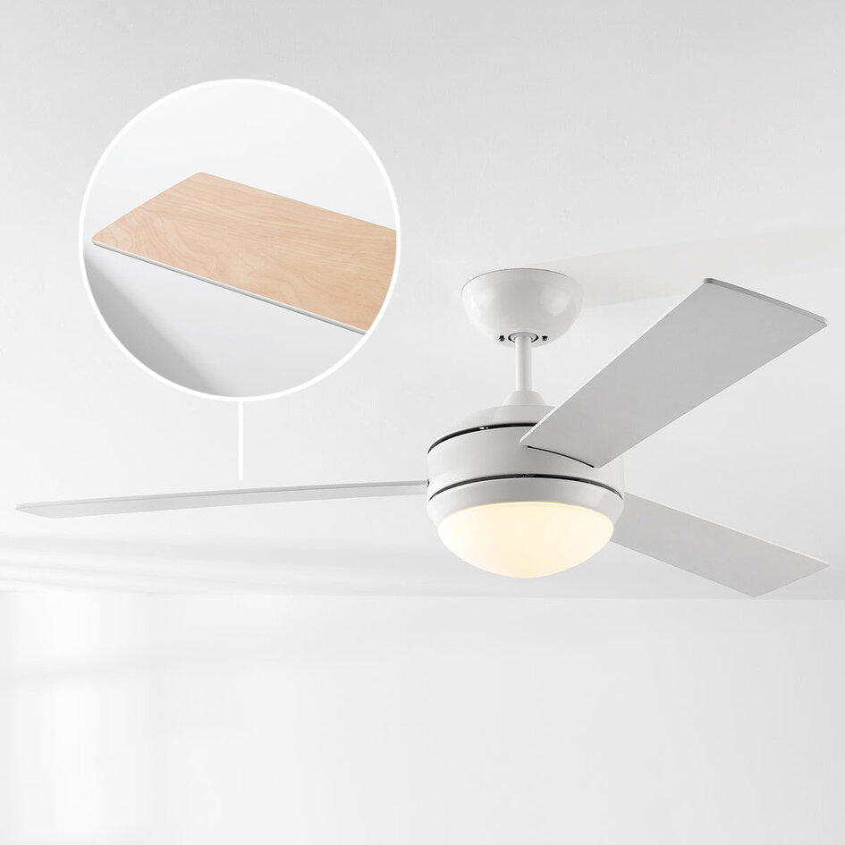 Plafondventilator Jinx incl. LED en omkeerbare bladen in wit en lichtbruin