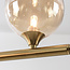 Design plafondlamp goud met amber glas, 6-lichts - Aster