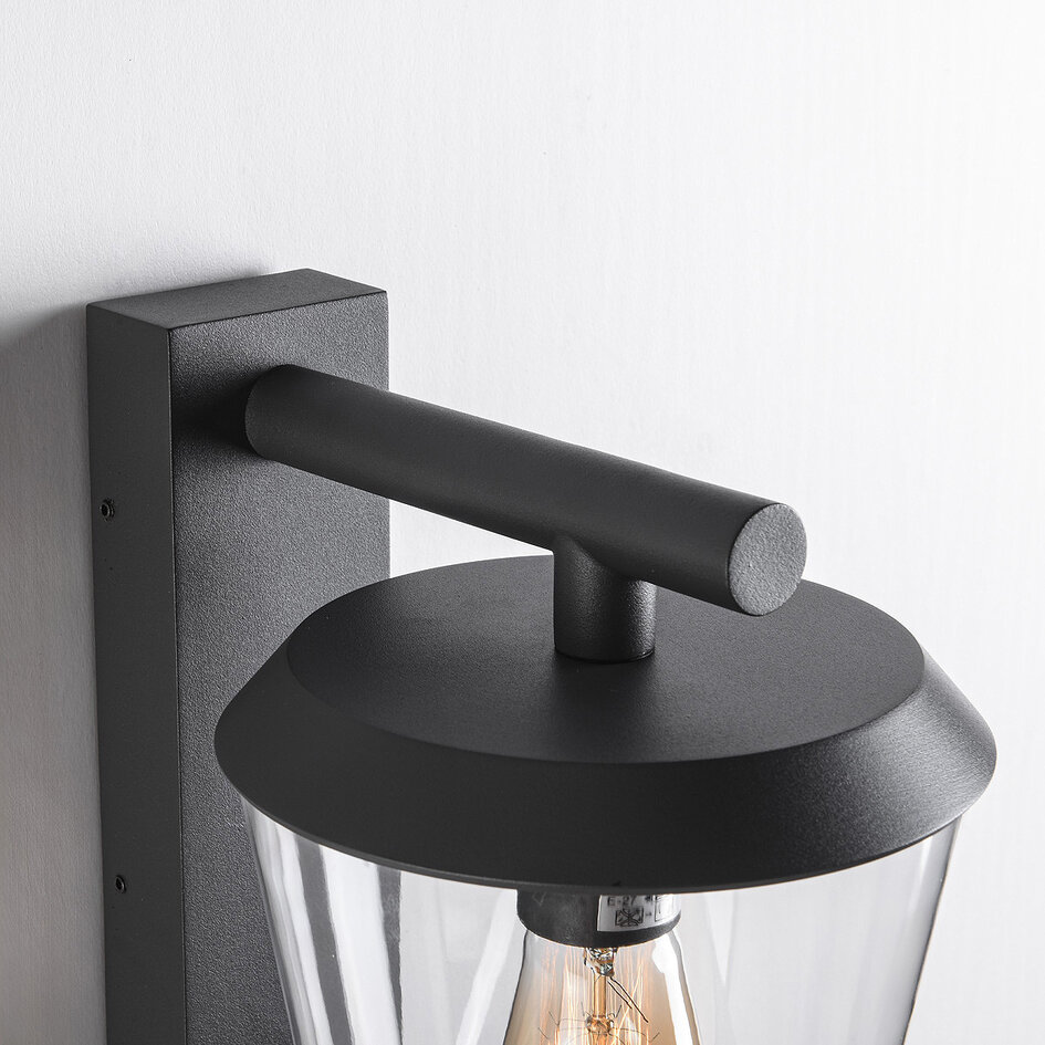 Donkergrijze design muurlamp van glas incl. sensor - Jonah