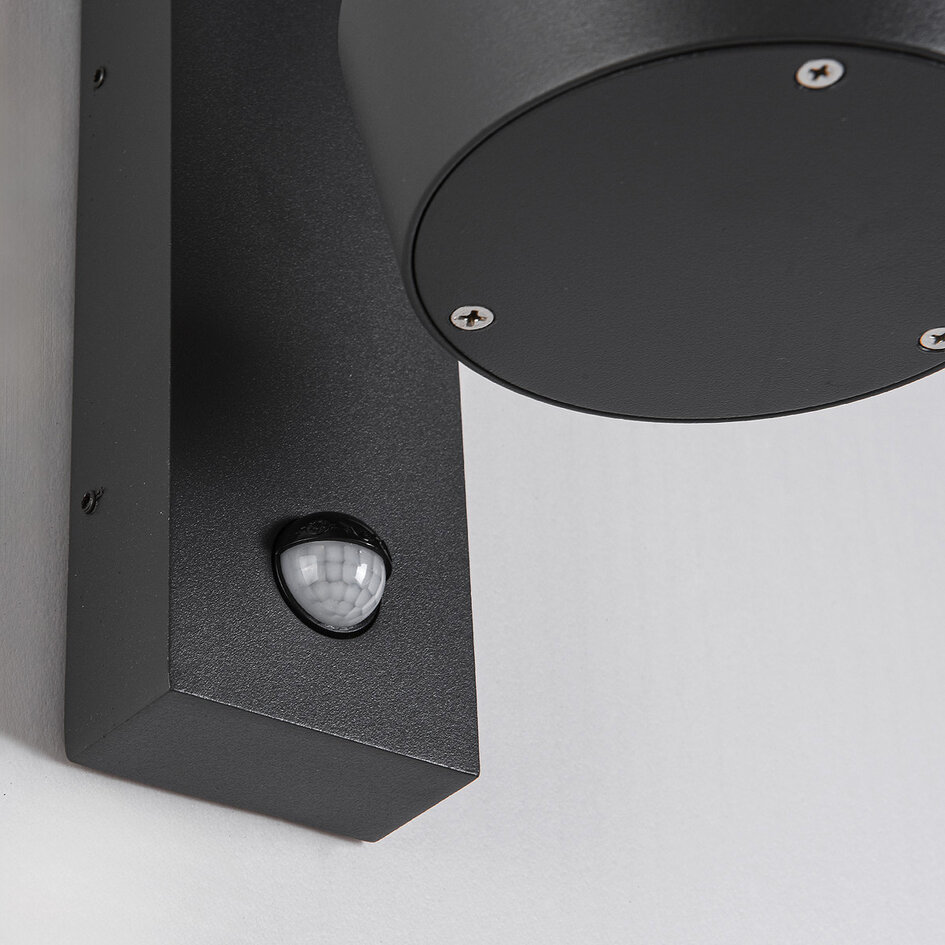 Donkergrijze design muurlamp van glas incl. sensor - Jonah