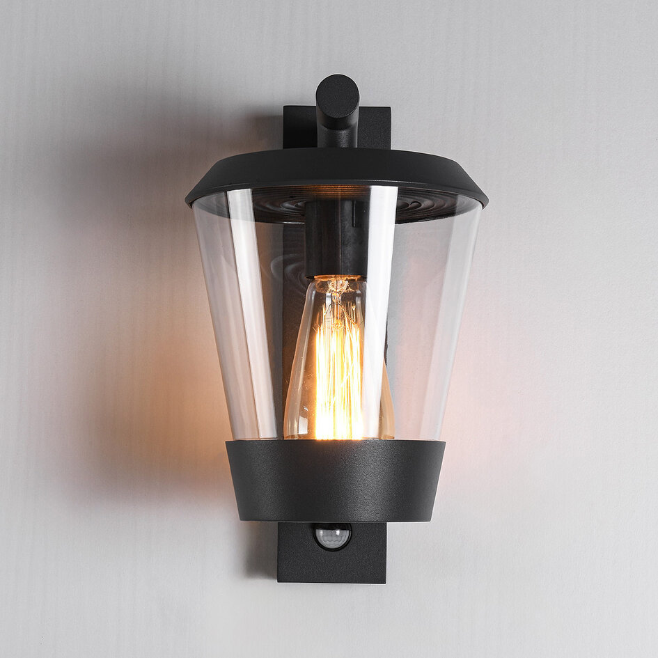 Donkergrijze design muurlamp van glas incl. sensor - Jonah