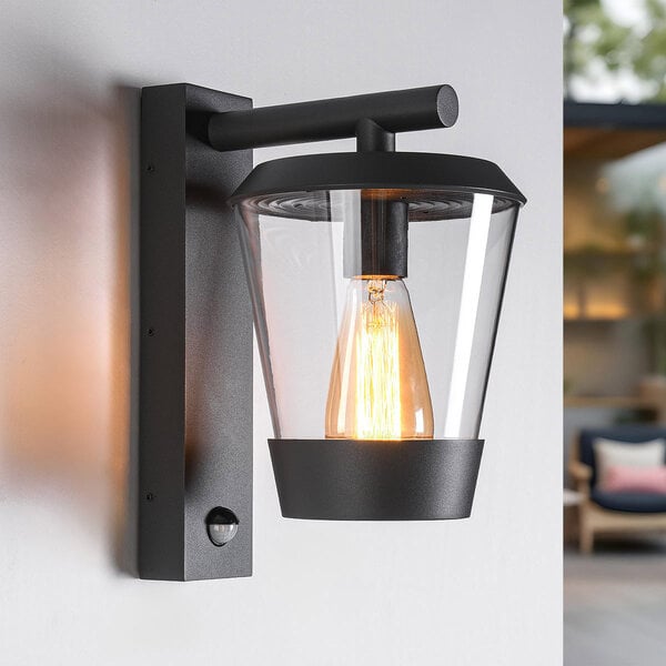 Donkergrijze design muurlamp van glas incl. sensor - Jonah