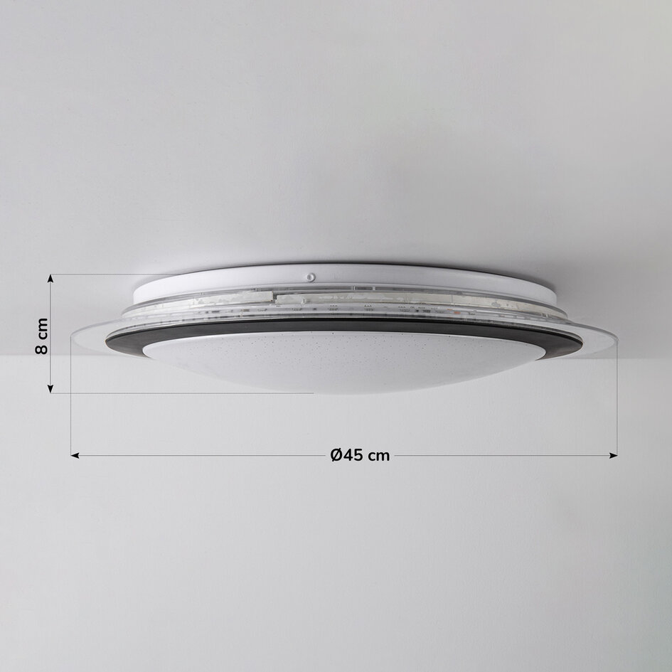 Plafondlamp Maisy met RGBW functie, afstandsbediening en geheugenfunctie